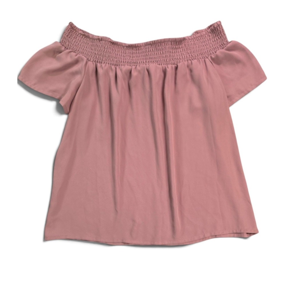 Pink Rose Off Shoulder Flutter Sleeve Smocked Dusty Rose Blouse Womens Small